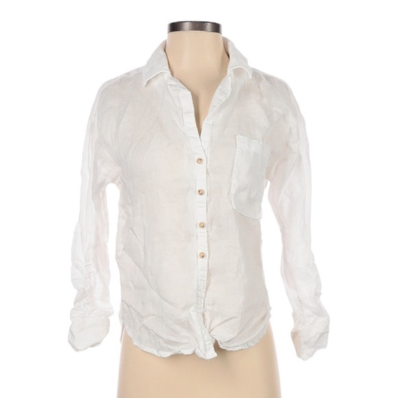 Maave white linen button up shirt- Reg $98 - Picture 2 of 7